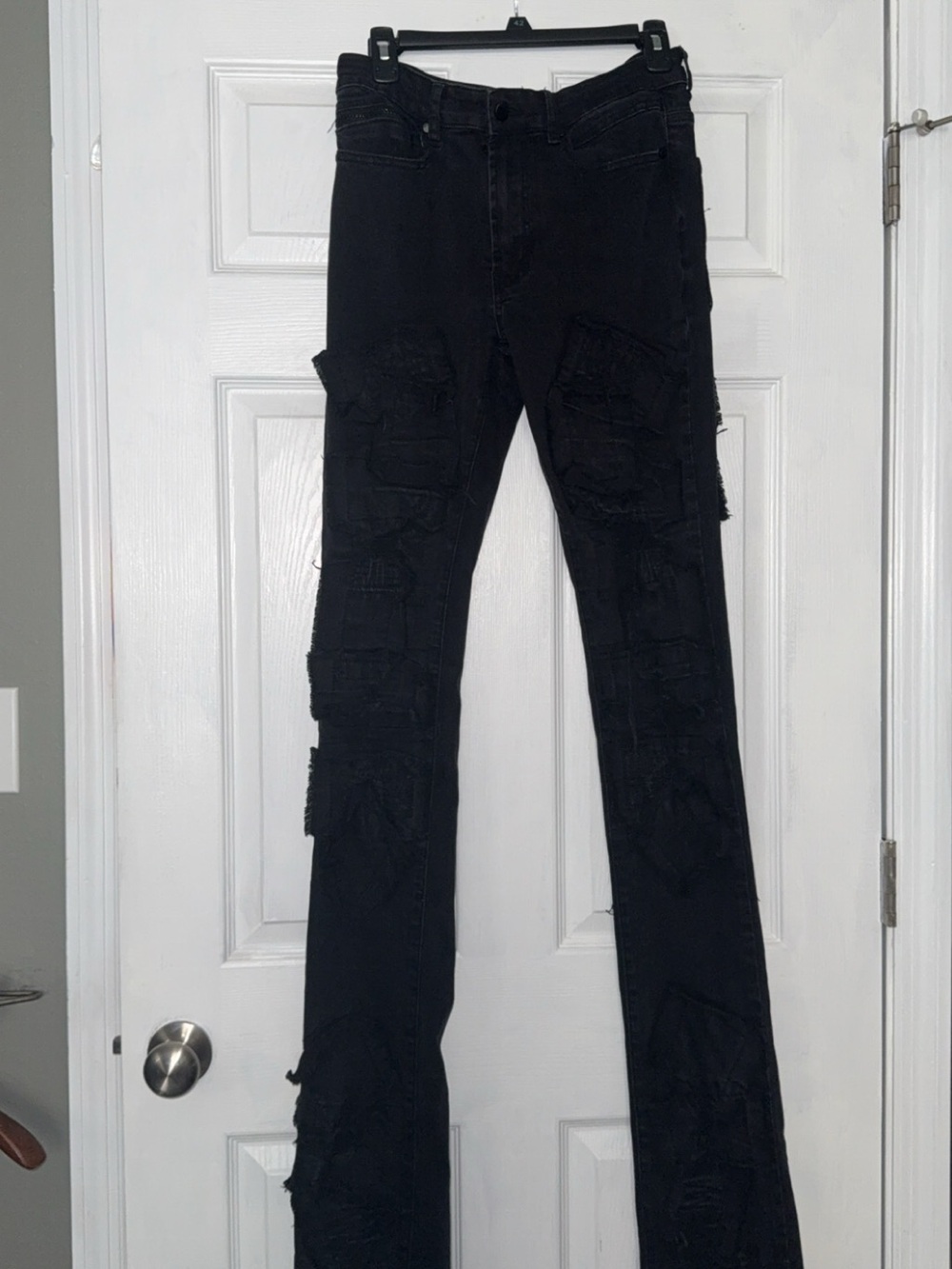 Slim Fit Black Patchwork Skinny Jeans - Men's - Picture 4 of 4